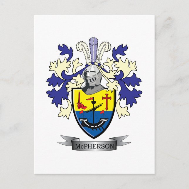 Postal McPherson Family Crest Coat of Arms (Anverso)