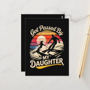 Postal Me Adelantó Mi Hija Divertido Esquiador Amante Del