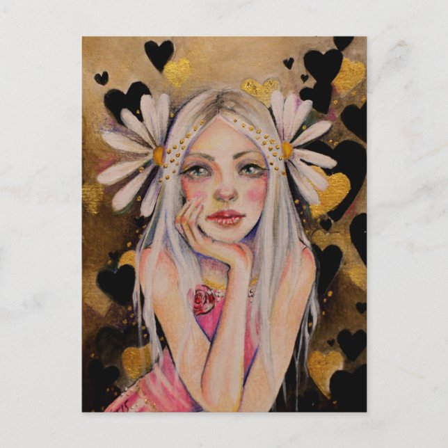 Postal Me Ama, No Me Ama La Pintura Original, (Anverso)