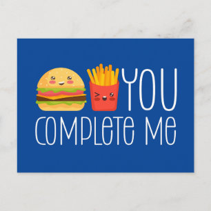 Postal Me Completaste Burger Fries Funny El día de San Va