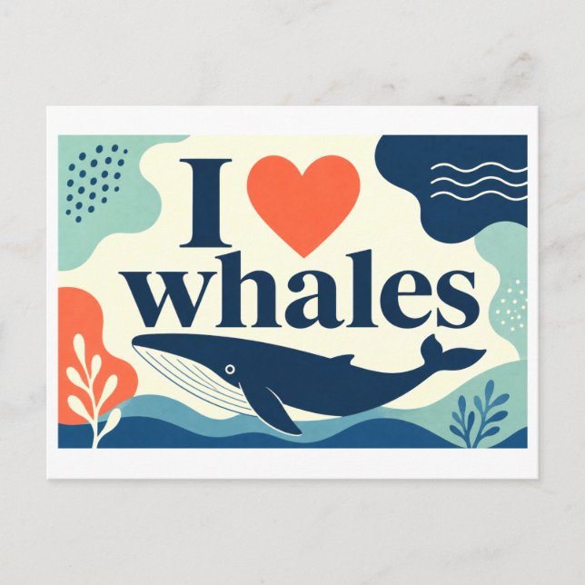 Postal "Me [Corazón] Ballenas" (Anverso)