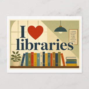 Postal "Me [Corazón] Bibliotecas"
