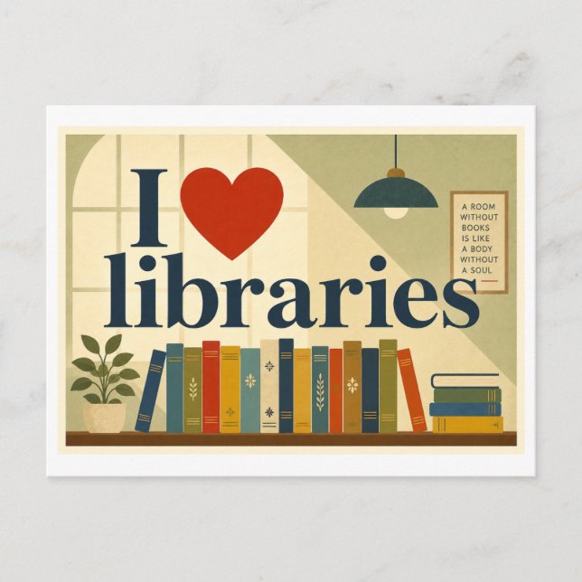 Postal "Me [Corazón] Bibliotecas" (Anverso)