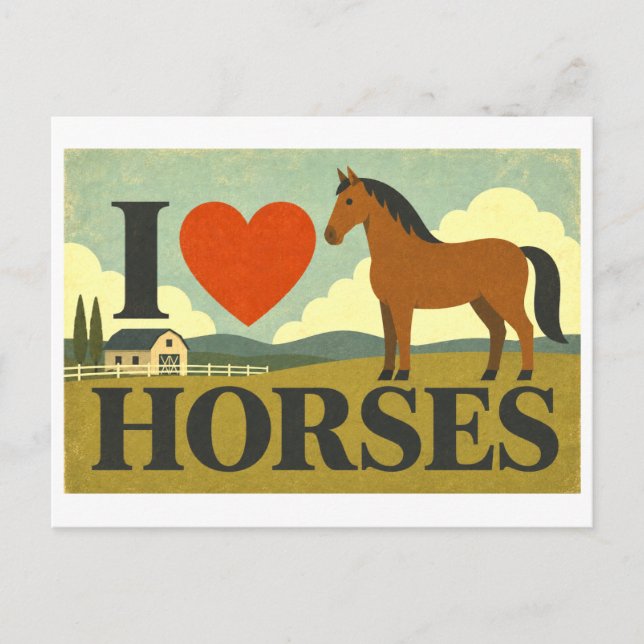 Postal "Me [Corazón] Caballos" (Anverso)
