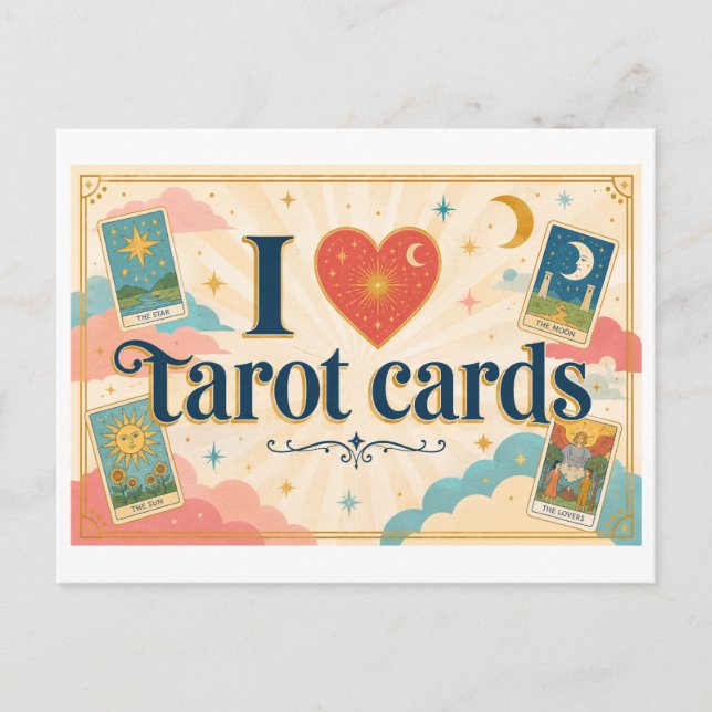 Postal "Me [Corazón] Cartas del Tarot" (Anverso)