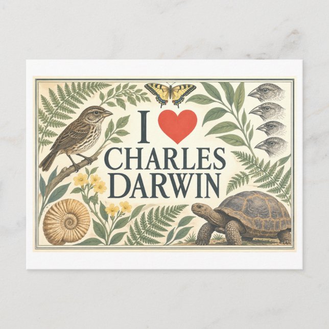 Postal "Me [Corazón] Charles Darwin" (Anverso)