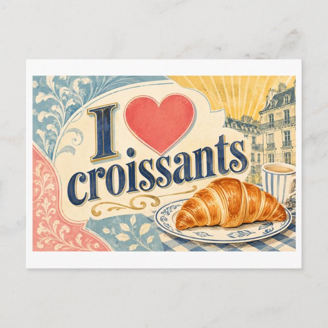 Postal "Me [Corazón] Croissants" (Anverso)