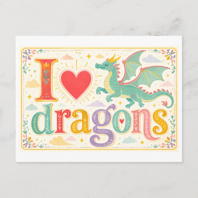 Postal "Me [Corazón] Dragones" (Anverso)