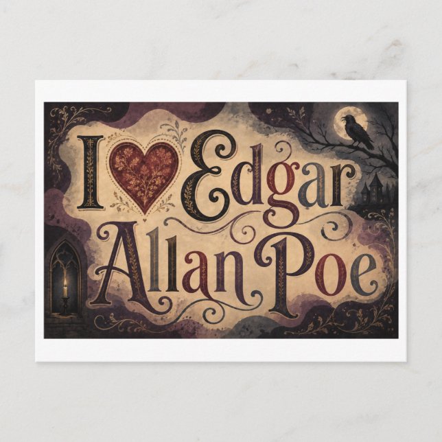 Postal "Me [Corazón] Edgar Allan Poe" (Anverso)
