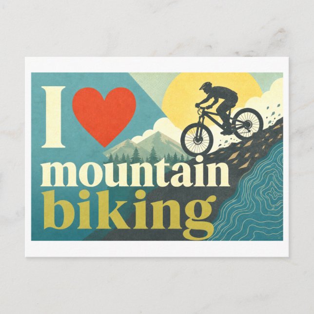 Postal "Me [Corazón] el Ciclismo de Montaña" (Anverso)