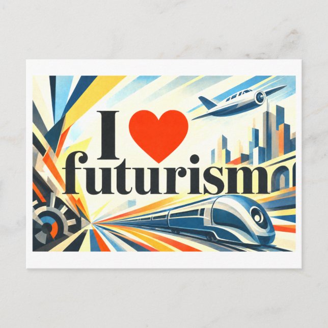 Postal "Me [Corazón] el Futurismo" (Anverso)