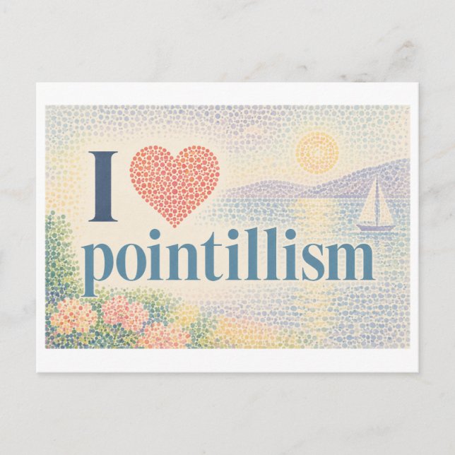 Postal "Me [Corazón] el puntillismo" (Anverso)