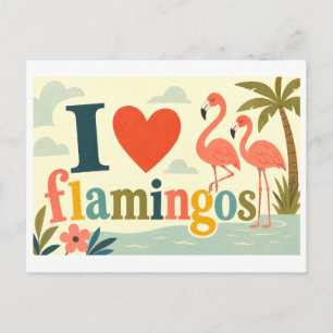 Postal "Me [Corazón] Flamingos"