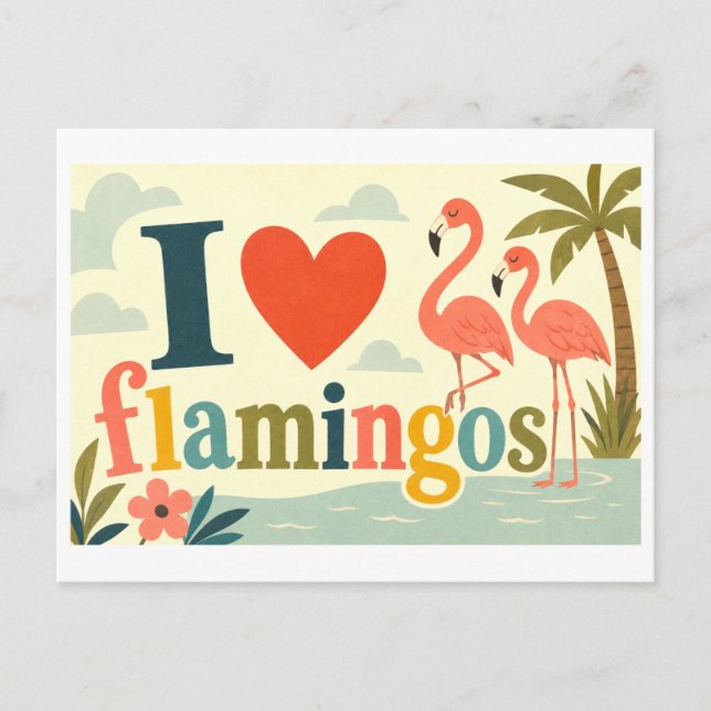 Postal "Me [Corazón] Flamingos" (Anverso)