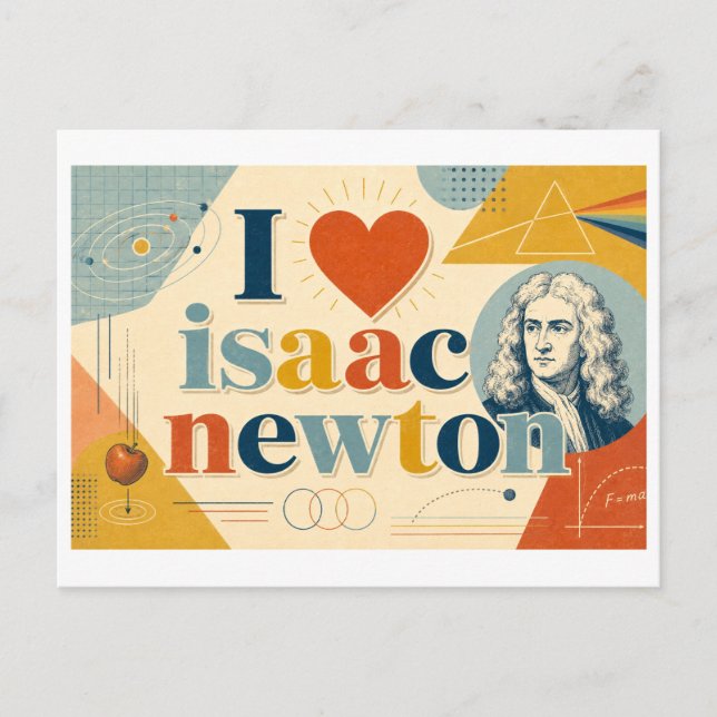 Postal "Me [Corazón] Isaac Newton" (Anverso)