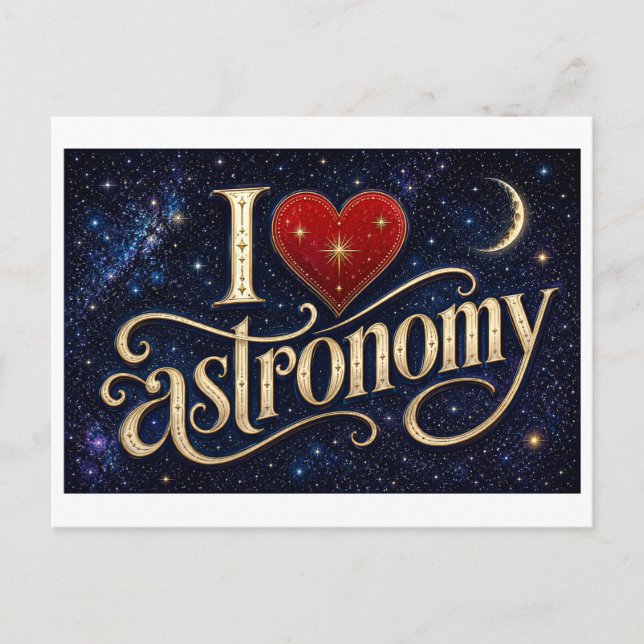 Postal "Me [Corazón] la Astronomía" (Anverso)