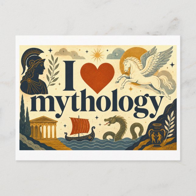 Postal "Me [Corazón] la Mitología" (Anverso)