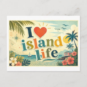 Postal "Me [Corazón] la vida en la isla"