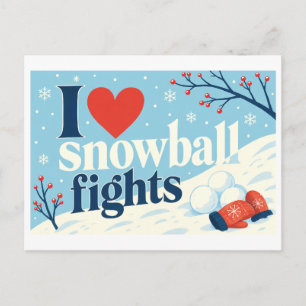 Postal "Me [Corazón] las Batallas de Bolas de Nieve"