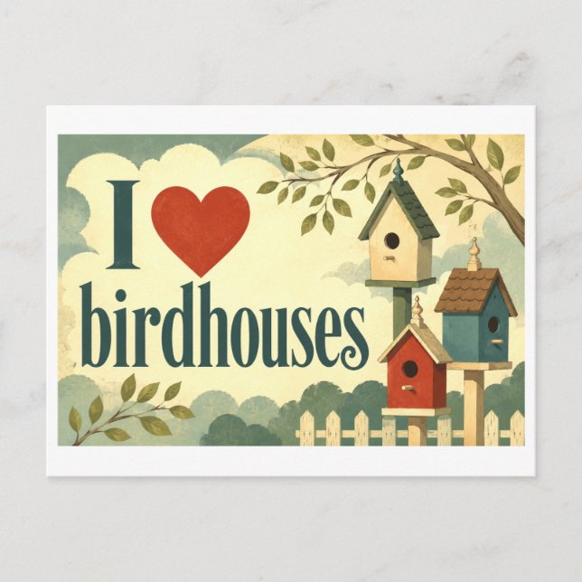 Postal "Me [Corazón] las Casas para Pájaros" (Anverso)