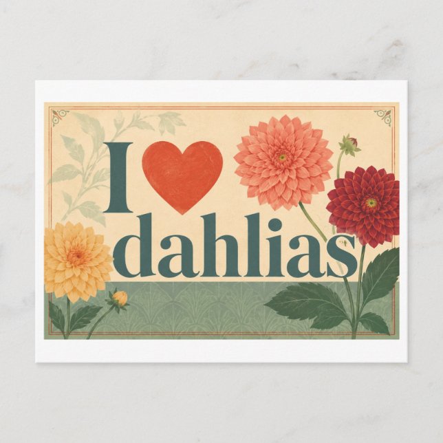 Postal "Me [Corazón] las Dahlias" (Anverso)