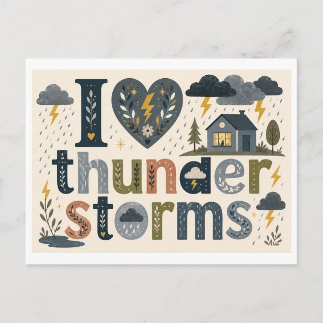 Postal "Me [Corazón] las tormentas eléctricas" (Anverso)