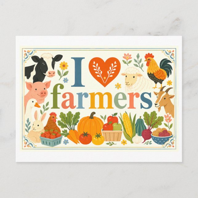 Postal "Me [Corazón] los Agricultores" (Anverso)