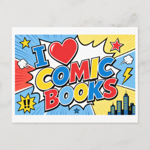 Postal "Me [Corazón] los cómics"