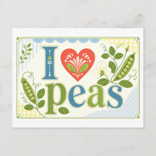 Postal "Me [Corazón] los guisantes"