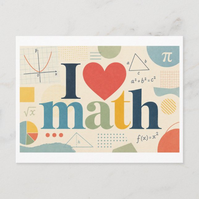 Postal "Me [Corazón] Matemáticas" (Anverso)