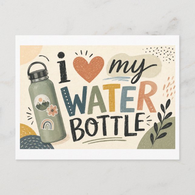 Postal Me [Corazón] Mi Botella de Agua (Anverso)