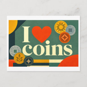 Postal "Me [Corazón] Monedas"