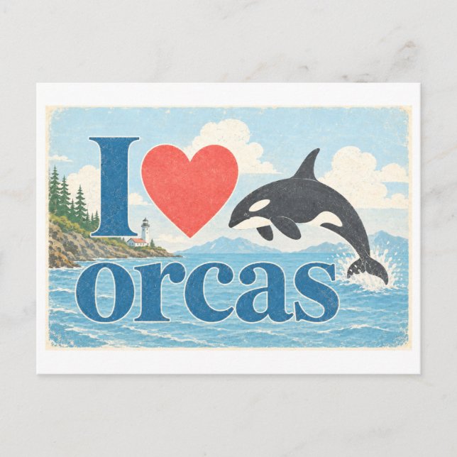Postal "Me [Corazón] Orcas" (Anverso)