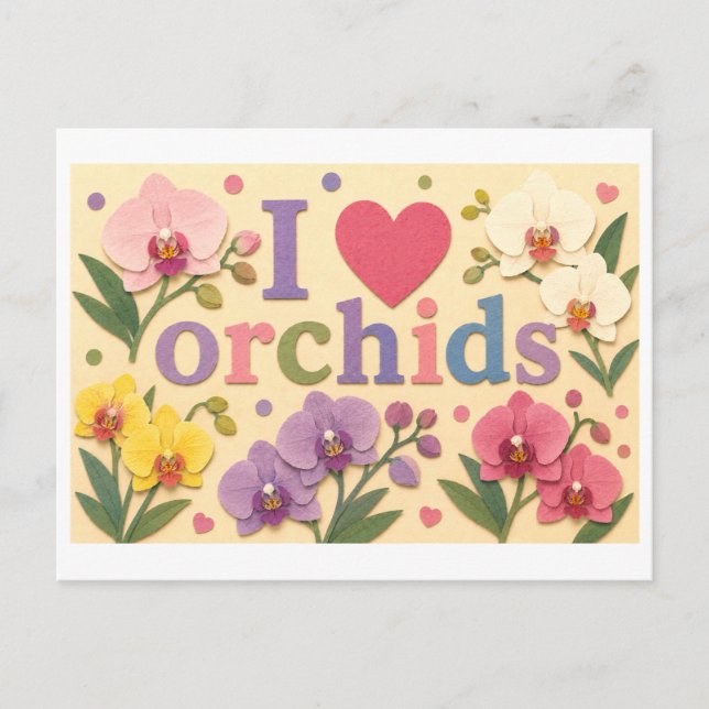 Postal "Me [Corazón] Orquídeas" (Anverso)