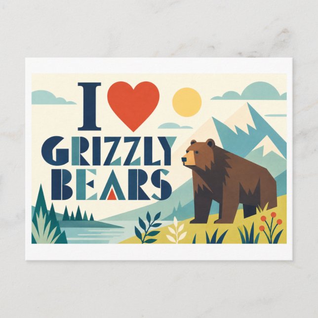 Postal "Me [Corazón] Osos Grizzly" (Anverso)