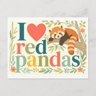 Postal "Me [Corazón] Pandas Rojas"