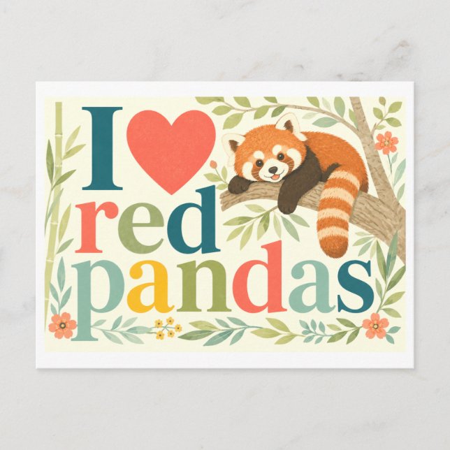 Postal "Me [Corazón] Pandas Rojas" (Anverso)