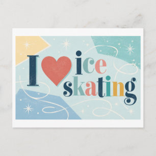 Postal "Me [Corazón] Patinar sobre Hielo"