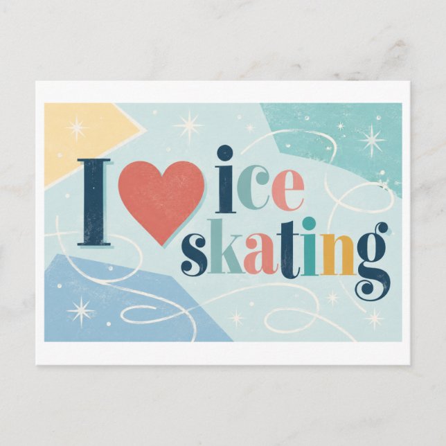 Postal "Me [Corazón] Patinar sobre Hielo" (Anverso)