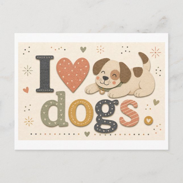 Postal "Me [Corazón] Perros" (Anverso)