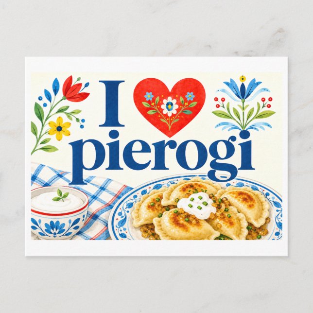 Postal "Me [Corazón] Pierogi" (Anverso)
