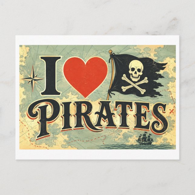 Postal "Me [Corazón] Piratas" (Anverso)