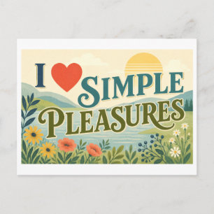 Postal "Me [Corazón] placeres simples"
