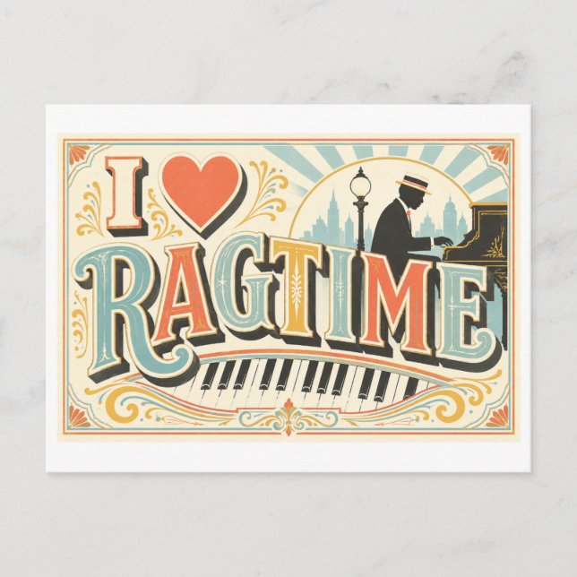 Postal "Me [Corazón] Ragtime" (Anverso)