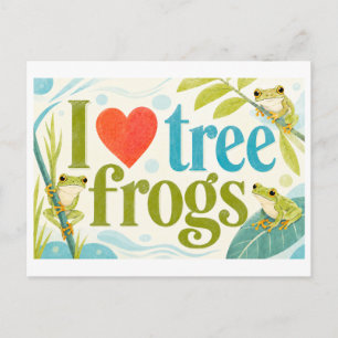 Postal "Me [Corazón] Ranas Arborícolas"