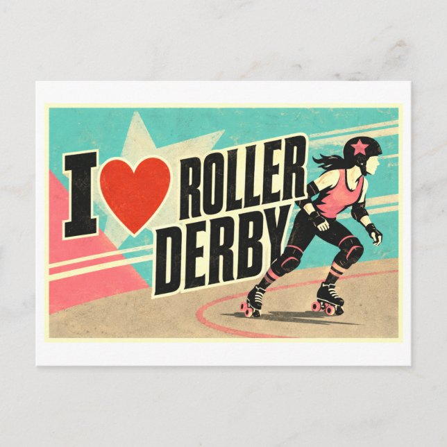 Postal "Me [Corazón] Roller Derby" (Anverso)