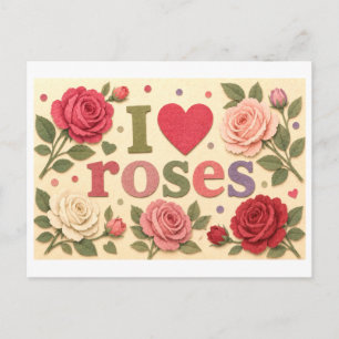Postal "Me [Corazón] Rosas"