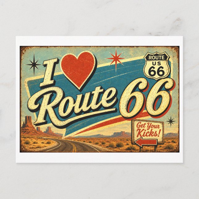 Postal "Me [Corazón] Ruta 66" (Anverso)