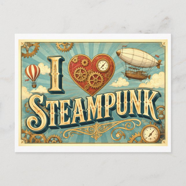 Postal "Me [Corazón] Steampunk" (Anverso)
