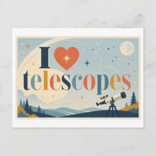 Postal "Me [Corazón] Telescopios"